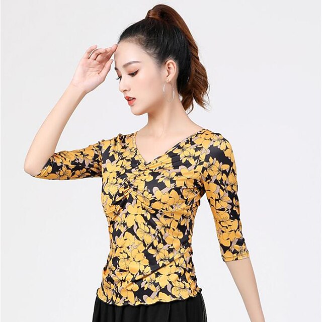 Latin Dance Ballroom Dance Top Printing Women's Training