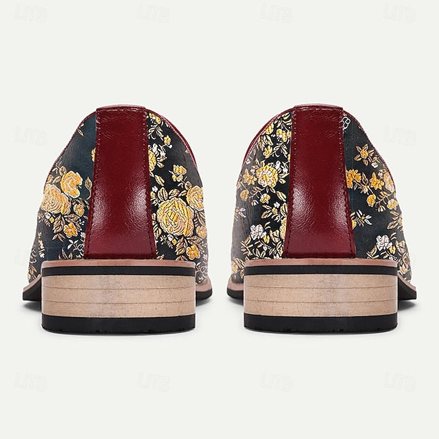 Men's Tassels Loafers Jacquard Pattern for with Floral