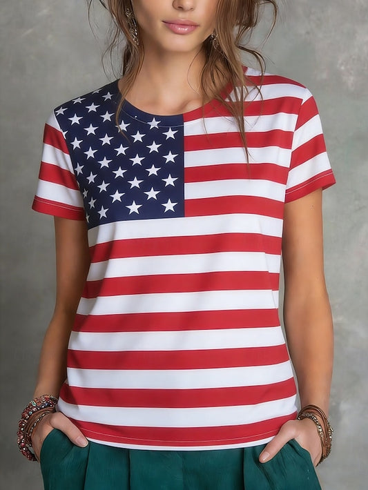 American Independence Day Women's T Shirt Tee Top Print
