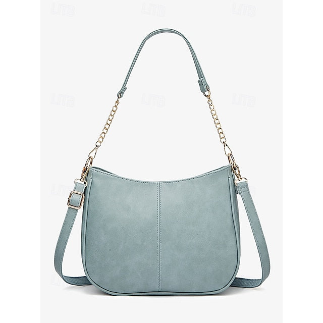 Sac bandoulière en cuir pour femme avec chaîne marron et doré