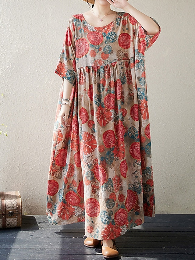 Women's Maxi Dress Cotton Blend Casual Dress Basic Casual