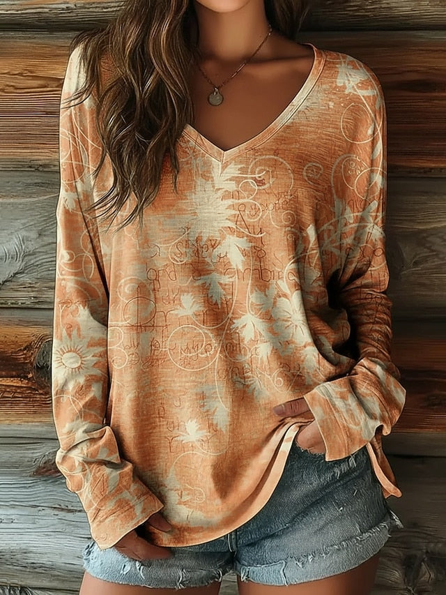 Women's T Shirt Print Floral Graphic Plants Vintage Classic