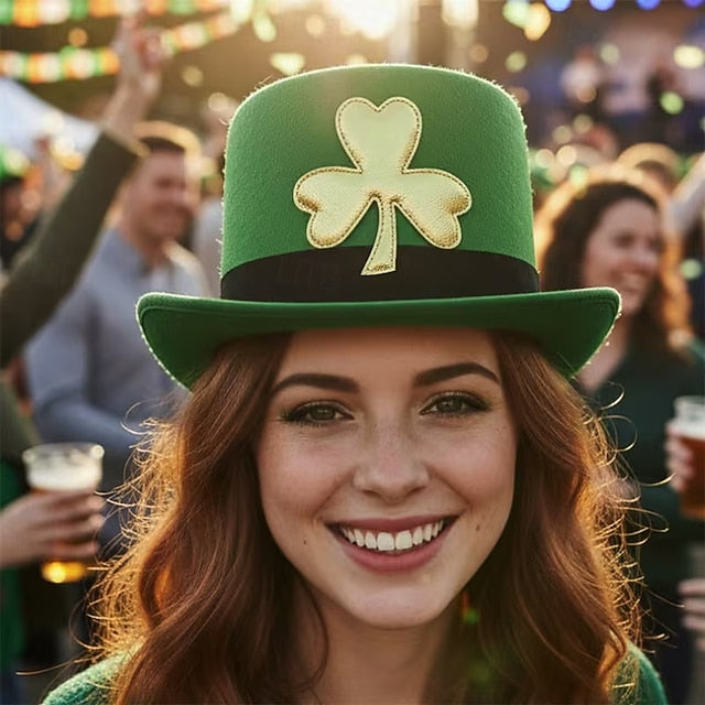 St. Patrick's Day Top Hat for Adults Men and Women, Black