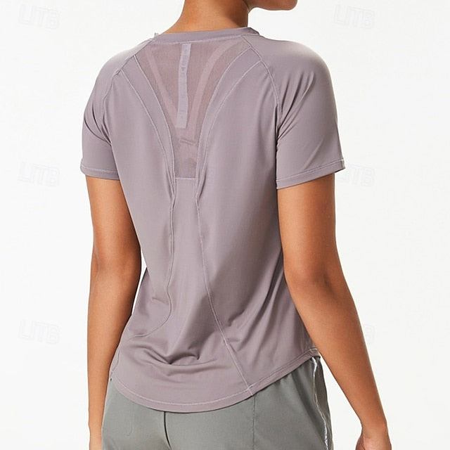 Women's Gym Shirt Running Shirt Mesh Short Sleeve Top