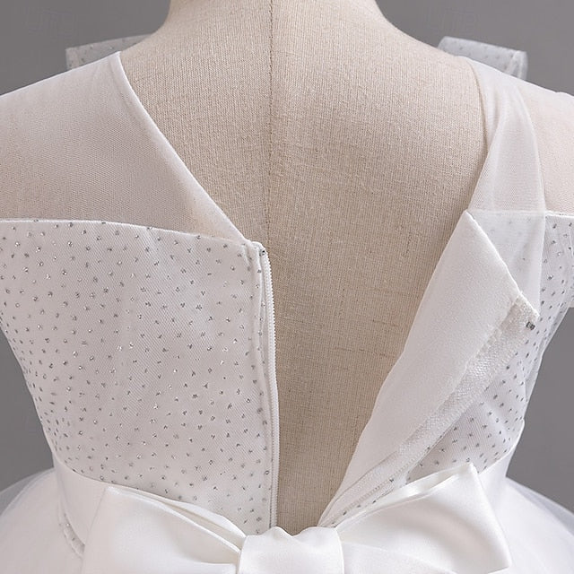 Girls' Kids Short Solid Wedding Dress Sleeve Party Color