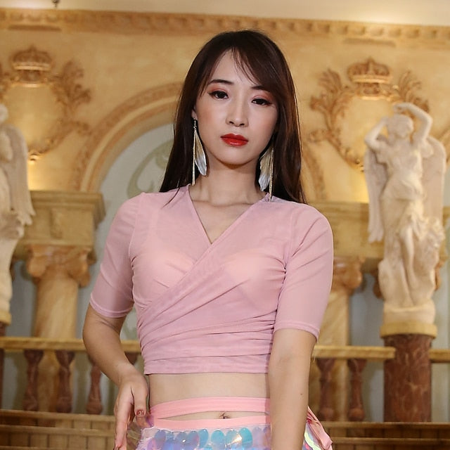 Belly Dance Top Ruching Split Joint Women's Performance