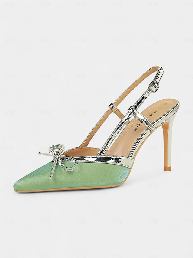Slingback Women's Stiletto Pointed Red Green Heels - and