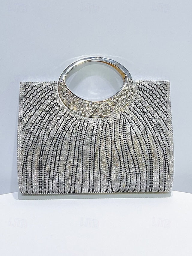 Women's Clutch Bag with – Handle Rhinestone Evening Round