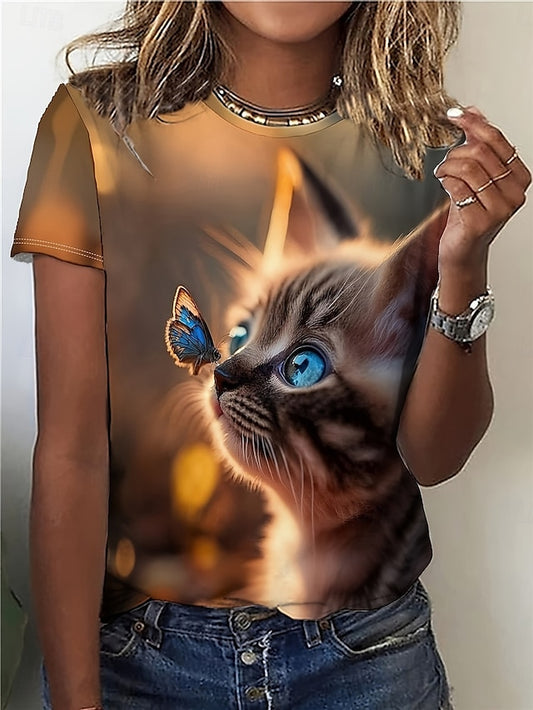 Women's T Shirt Casual Print Short Sleeve Regular Tops