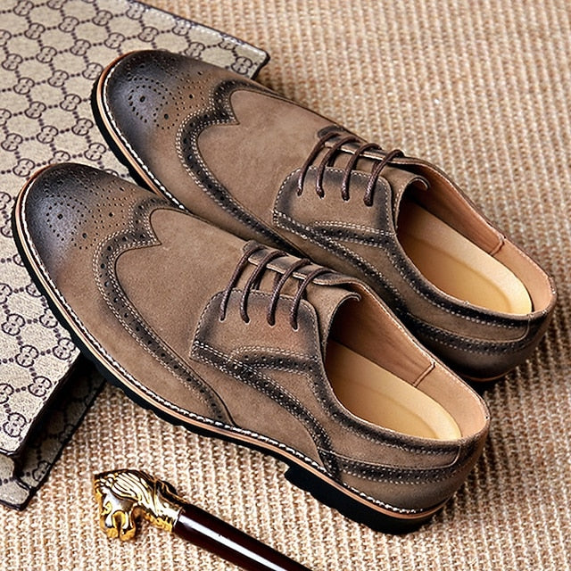 Lace-Up Vintage – Brown Shoes Brogue Derby Men's