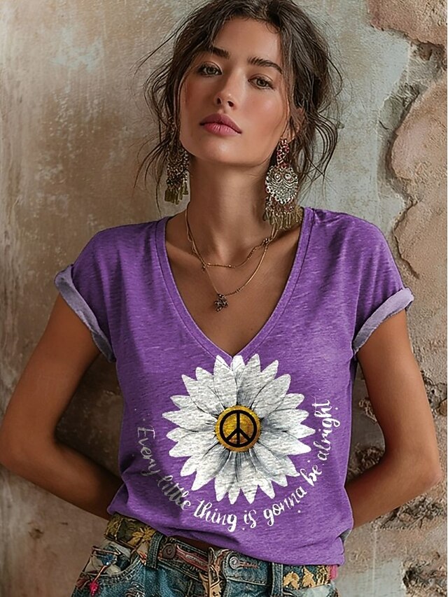 Women's T Shirt Floral Graphic Abstract Vintage Stylish