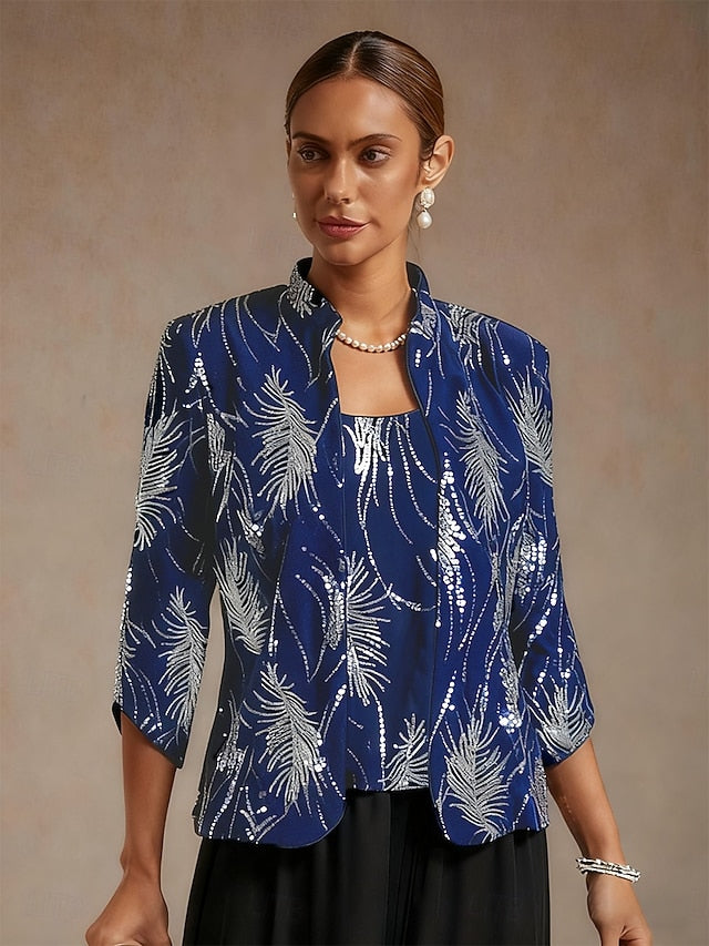 Women's Twinset Blouse Dressy Tops Evening Tops Feather