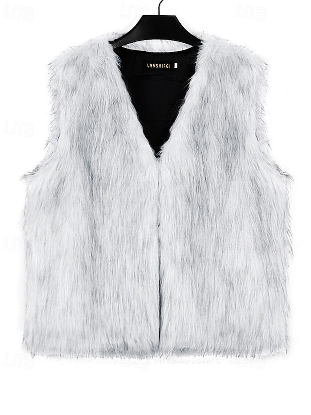 Coat Faux Women's Comfortable Fur Furs Vest Leathers