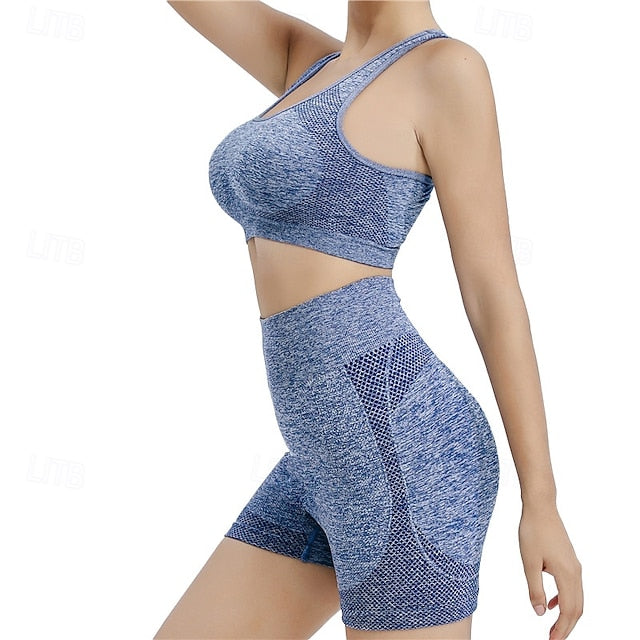Women's Yoga Short 2pcs Activewear Sports Bra Padded