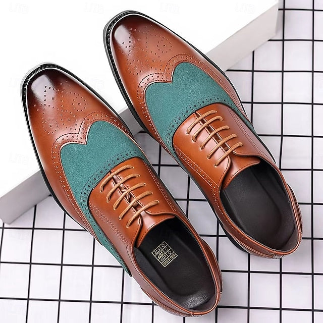 Shoes in and Green Oxford Wingtip Brown Men's Two-Tone –