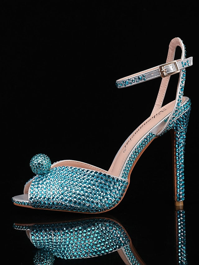 with Stiletto Embellished Heel Rhinestone Sandals Women's