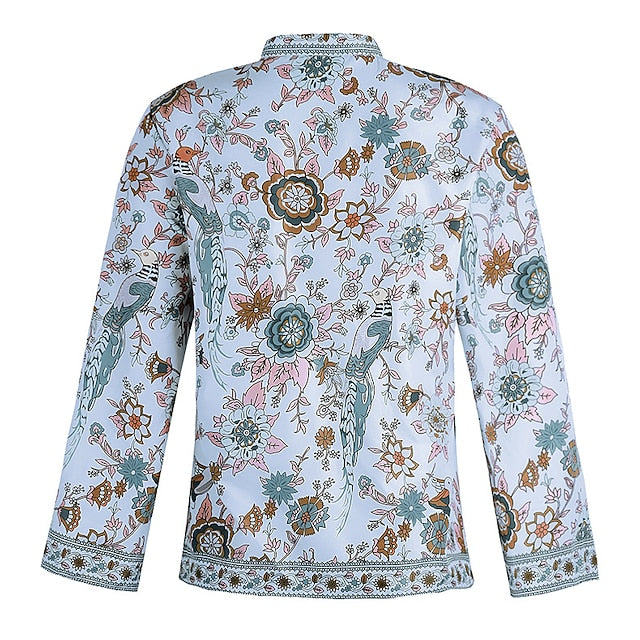 Women's Shirt Blouse Yellow Pink Dusty Rose Graphic Floral