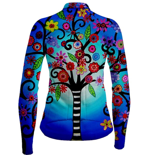 Women's Cycling Jersey Floral Botanical Long Sleeve Bike