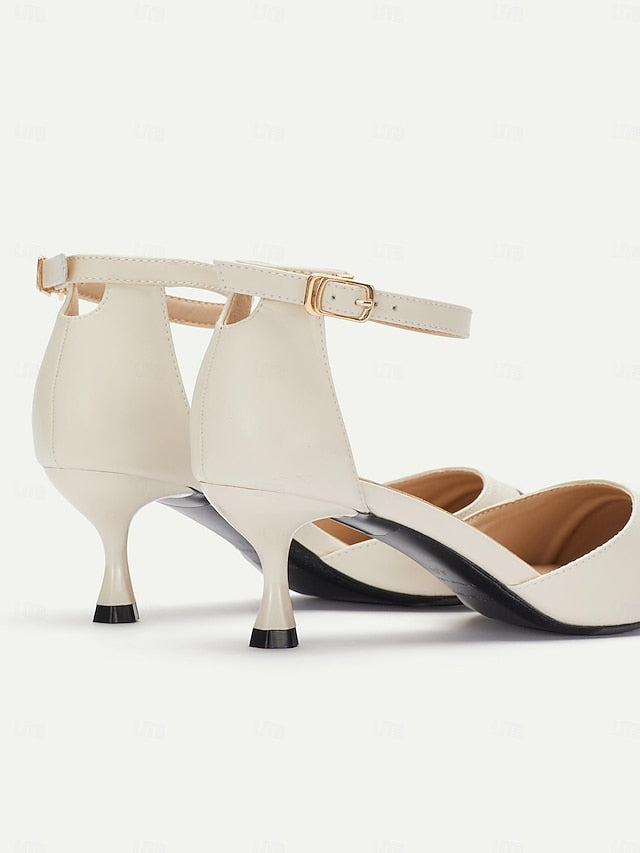 Kitten Ankle Pointed Stylish Toe Women's Heel Two-Tone