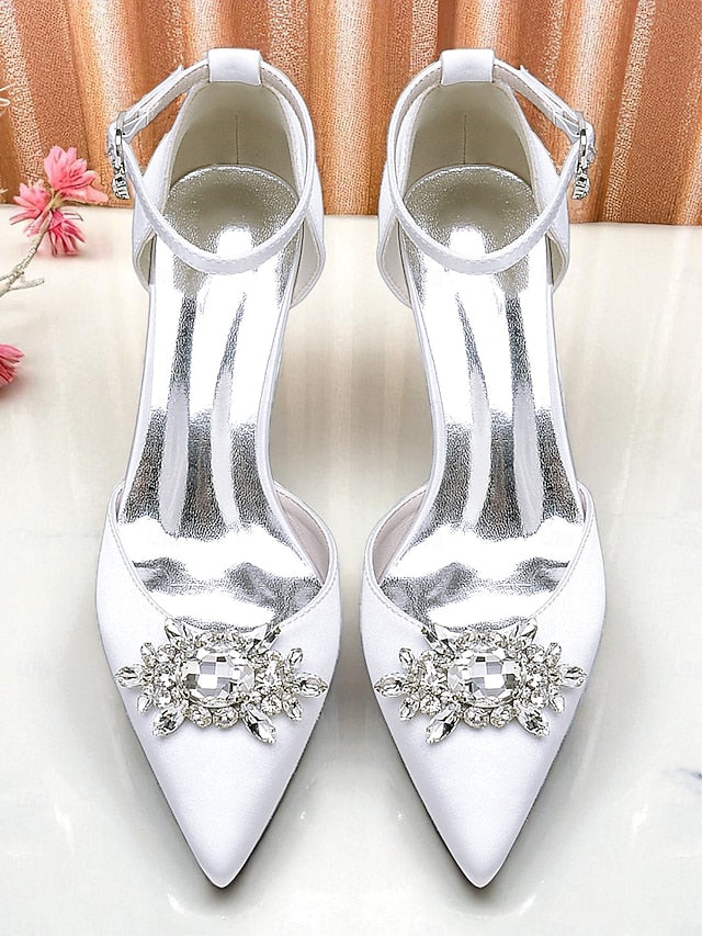 Heel Block Women's Shoes Burgundy with Satin Wedding