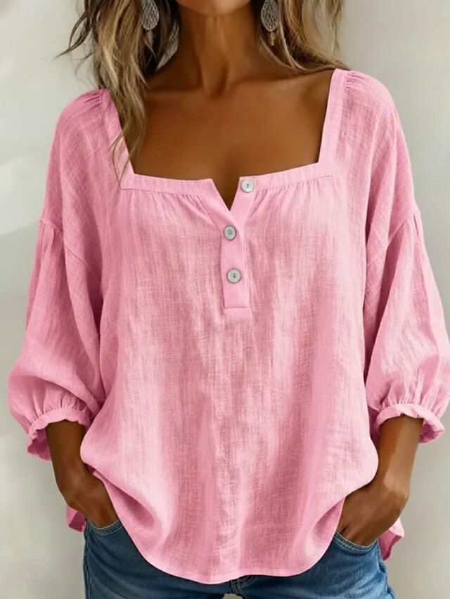 Women's Blouse Solid Color Daily Stylish Basic 3/4 Length