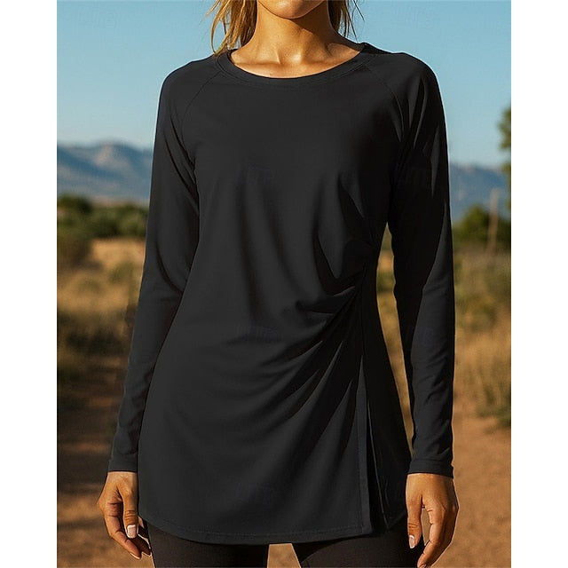 Women's Running Top Running Shirt Split Long Sleeve Tee
