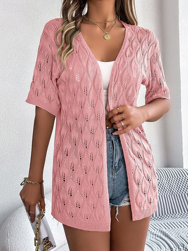 Women's Tunic Summer Tops Blouse Eyelet top Eyelet Plain