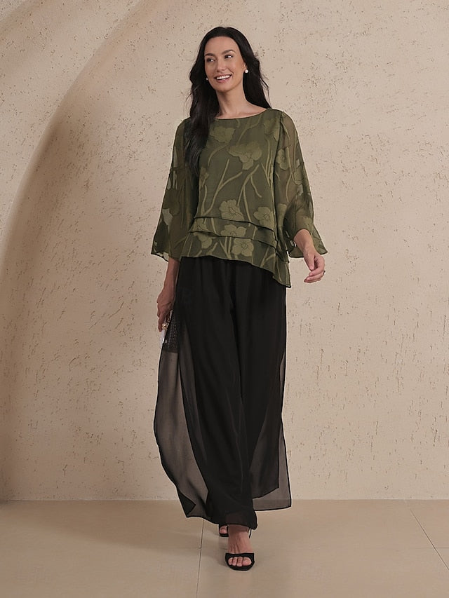 Women's Sheer Blouse Chiffon Tops Lace Asymmetric Hem