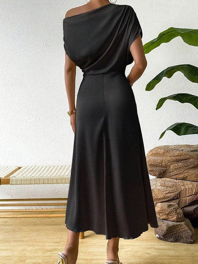 Women's Midi Dress Satin Dress Party Dress Cocktail Dress