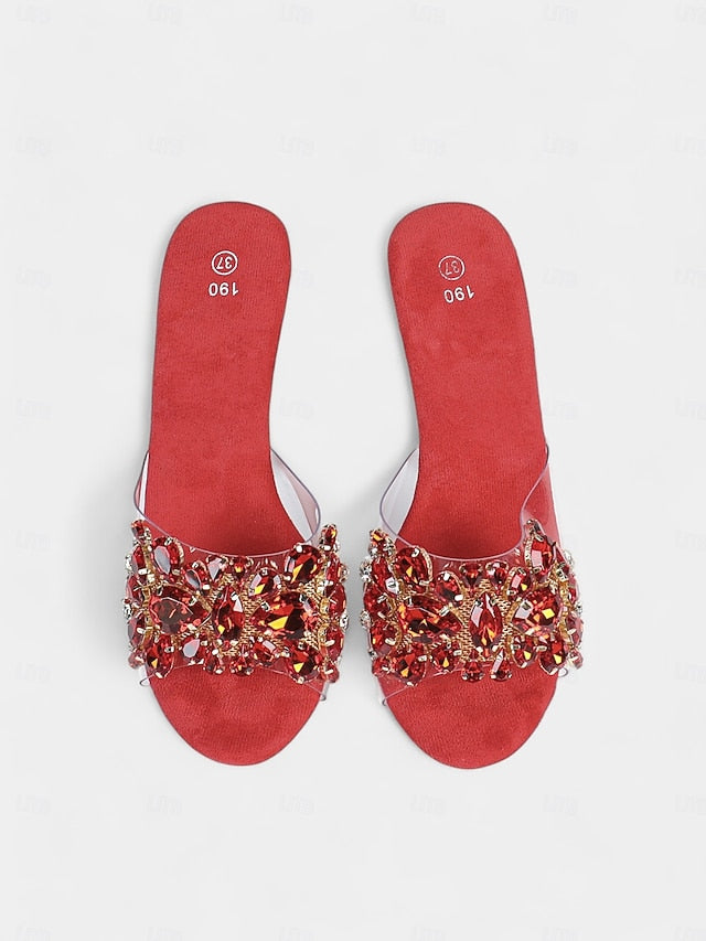 – Women's Embellished Platform Rhinestone Clear Heels