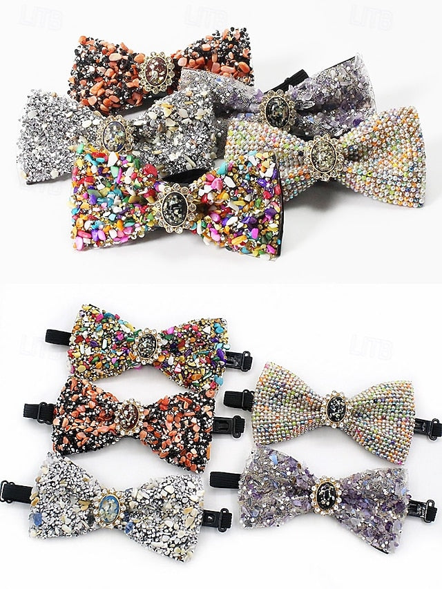 Bow Men's – Luxury Strap Tie Gemstone with Adjustable