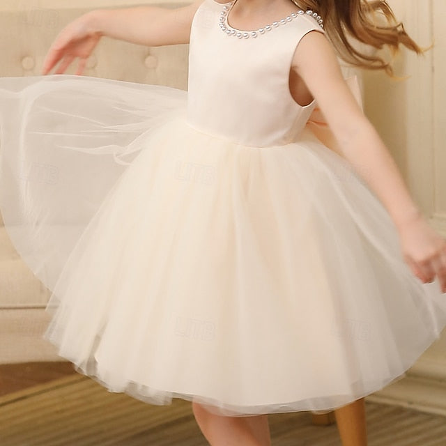 Wedding Dress Color Solid Sleeveless Party Kids Girls'