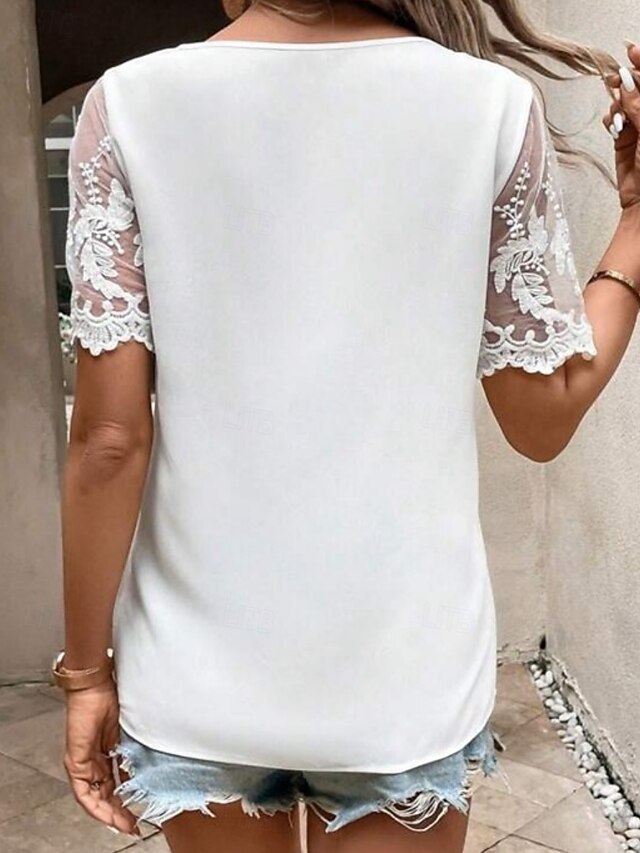 Women's Shirt Blouse Lace Tops Lace Plain Stylish Classic