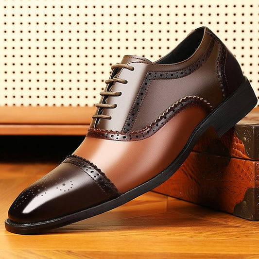 and Black Shoes Men's Brogue – Two-Tone Faux Brown
