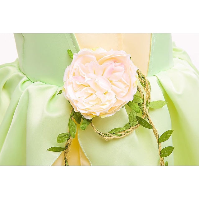 Theme Princess Flower Tinker Tiana Girl Dress Bell Fairytale