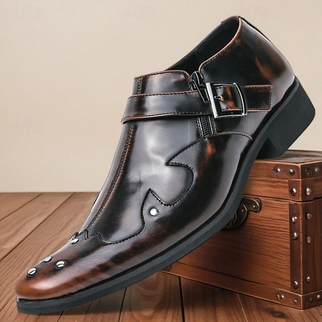Leather Monk Shoes Men's – Strap Formal Black