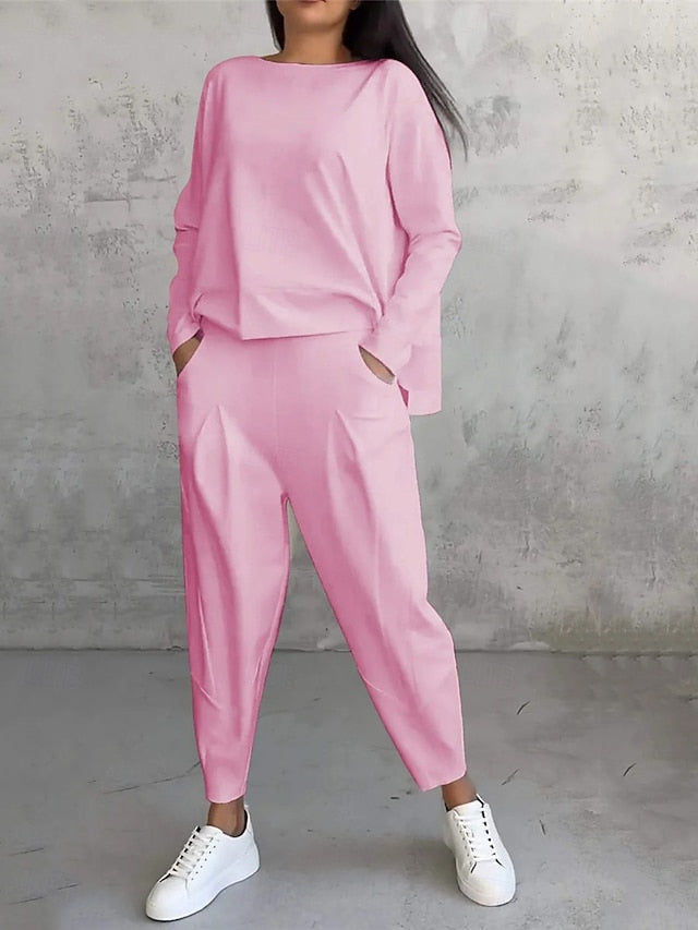 Women's Two-Piece Casual Sweatshirt and Joggers Set Spring