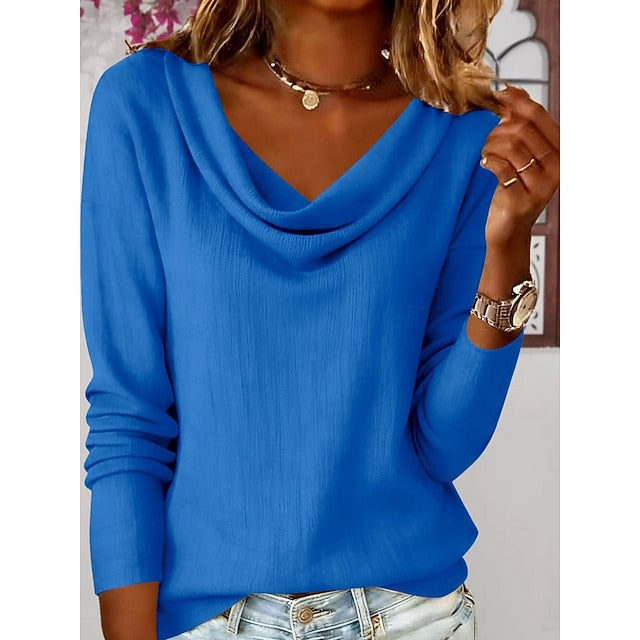 Women's T Shirt Tee Top Solid Color Fashion Stylish Classic