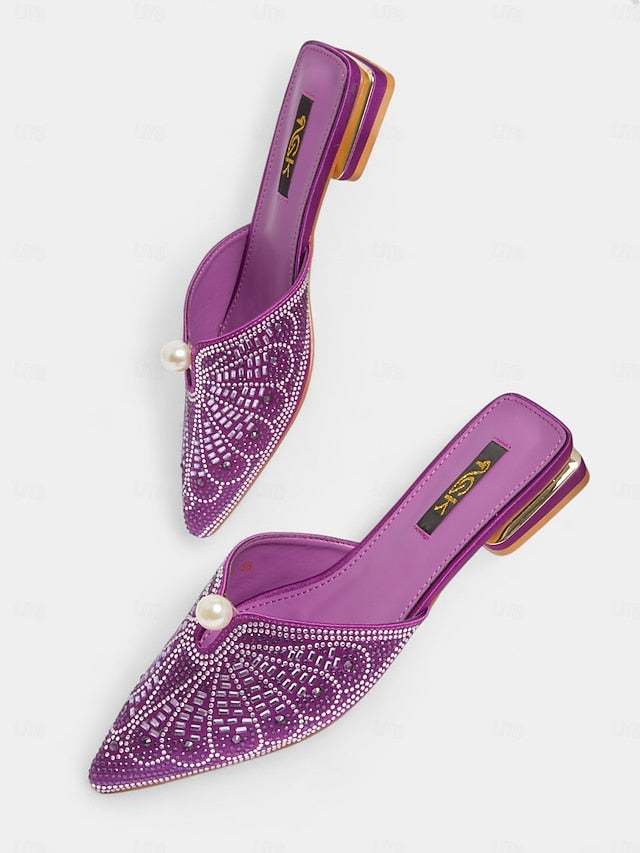 Gold Glamorous - with Pearl Rhinestone Women's Detail Mules