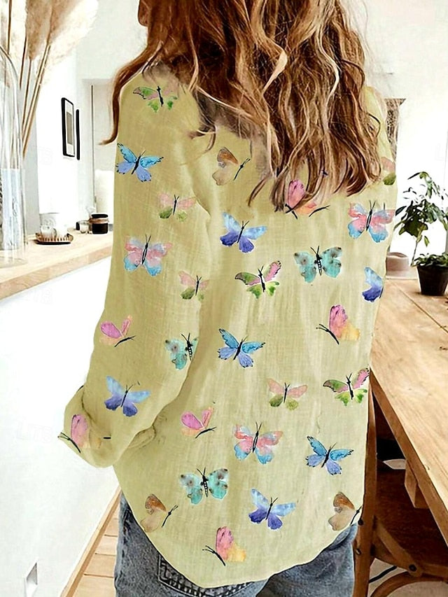 Women's Shirt Linen Like Breathable Lightweight Button Down