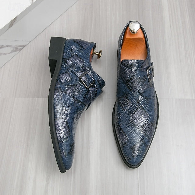 Shoes Monk Formal Classic – Snake Print Brown for Men Strap