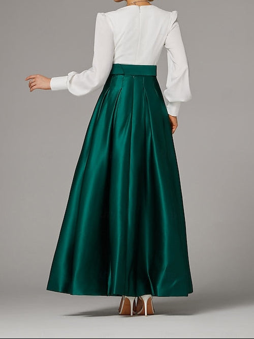 High Evening Wedding Guest Floor Formal A-Line Dress Split Gown