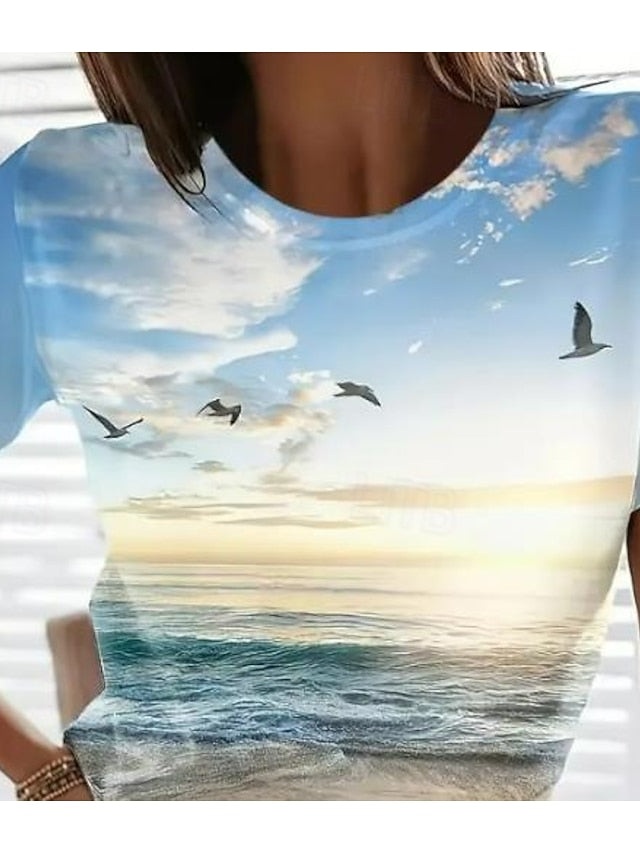 Women's T Shirt Print Floral Graphic Rose Elegant Vintage