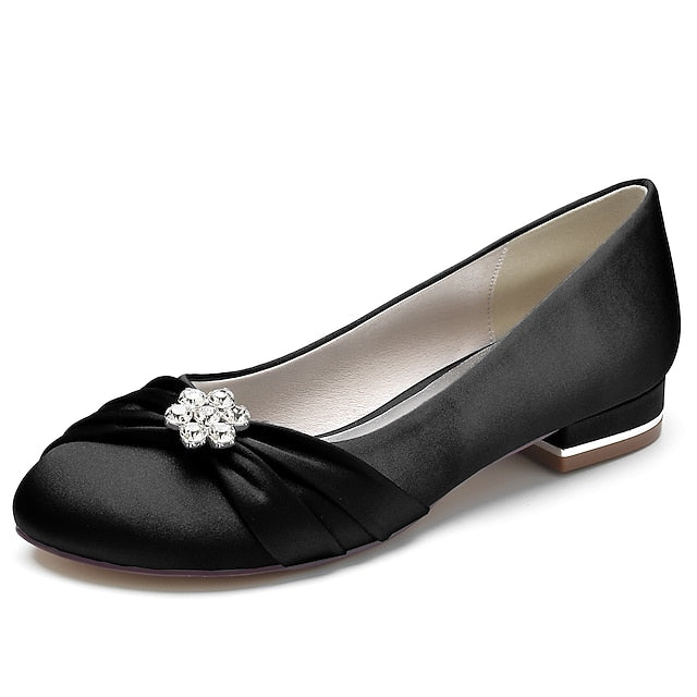 with Satin Wedding Light Women's Rhinestone Flats Blue
