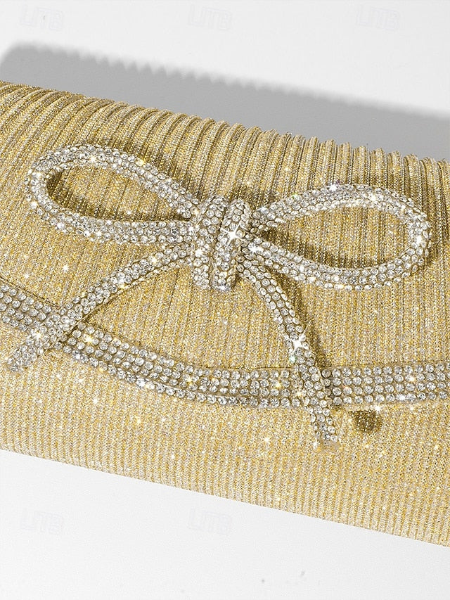 Glitter Purse Rhinestone Blue Clutch Bow with Accent