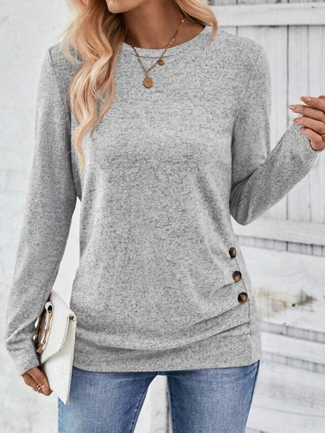 Women's Blouse Buttons Solid Color Tropical Stylish Casual