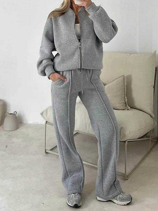 Women's Tracksuit Pants Sets Bolero Top Long Sleeve Stand