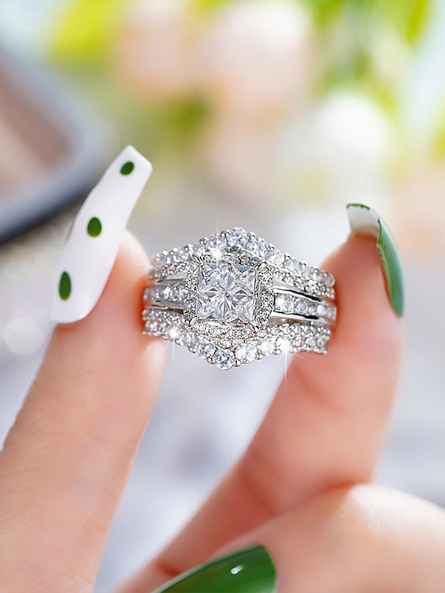 with Luxury Cubic Ring Set Zirconia Wedding
