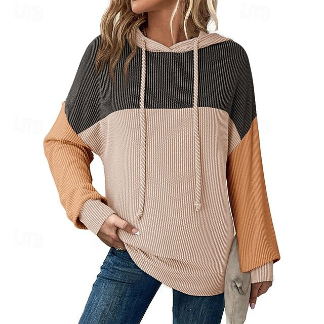 Women's Pullover Sweatshirt Casual Hoodies Drawstring Long