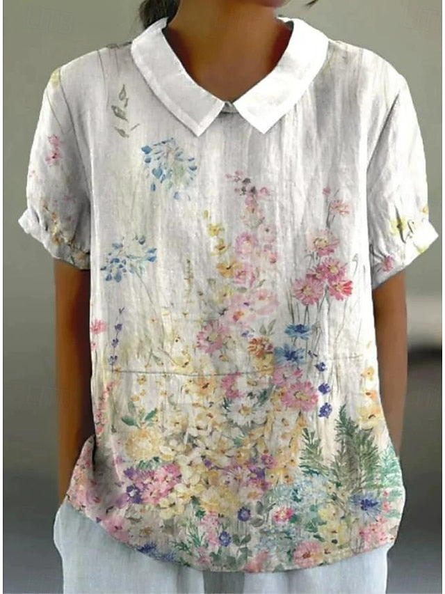 Women's Blouse Floral Elegant Daily Stylish Short Sleeve
